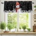 thumbnail image 2 of Christmas Valances for Windows, 42 x 18in, Snowman with Cap Xmas Snowflake Black Rod Pocket Kitchen Valance Curtain Light Filtering Window Treatments for Living Room Bedroom, 1 Panel, 2 of 7