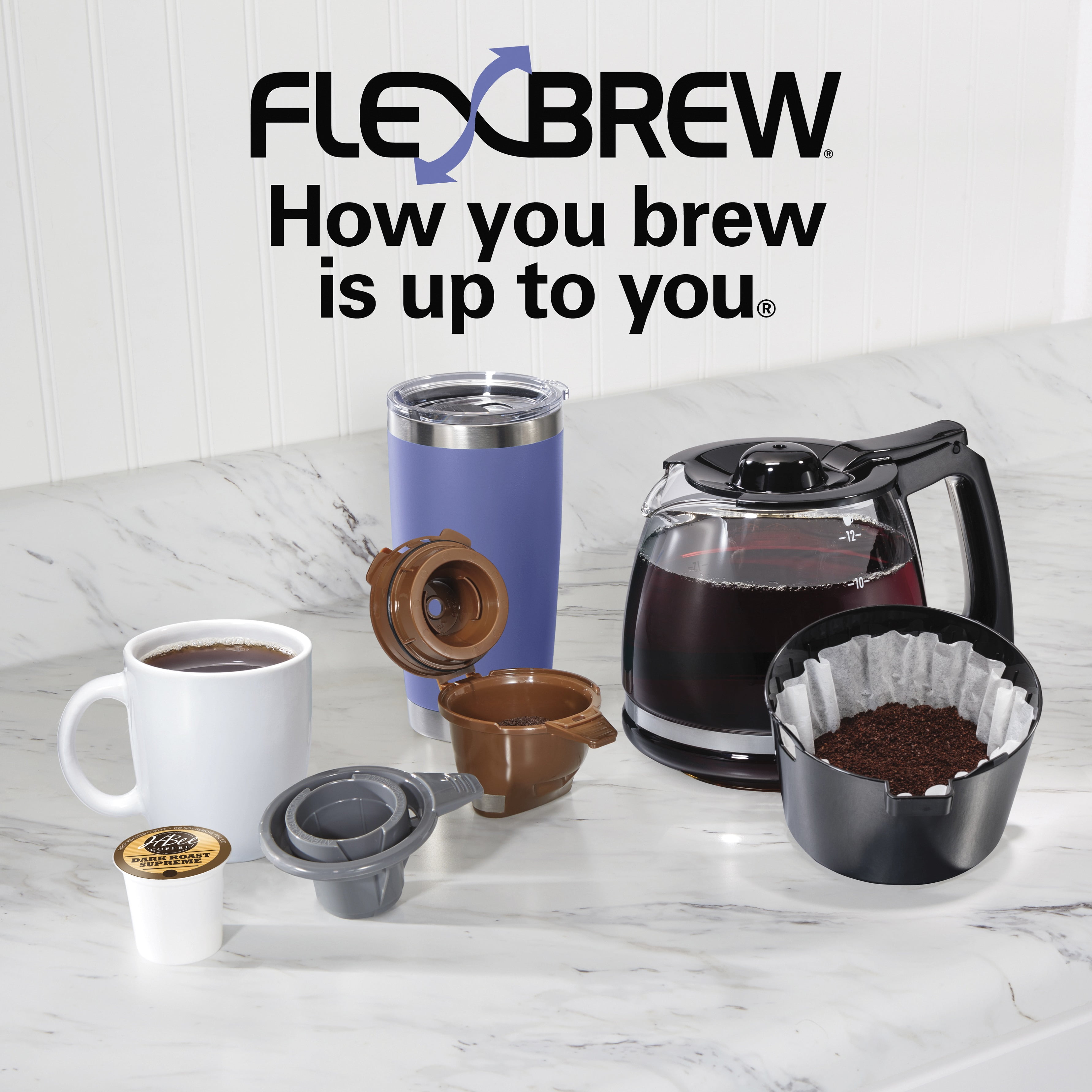 Hamilton Beach FlexBrew Trio Coffee Maker, Single Serve or 12 Cups