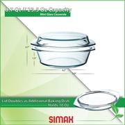 Simax Casserole Dish with Lid Microwave & Oven Safe Clear Glass Cookware, 0.75 Quart