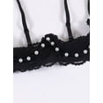 thumbnail image 5 of Womens Bralette Unlined Busiter See Through Balconette Teddy Bra Half Cup Lace Bra Pearl Jewelry Decor, 5 of 8