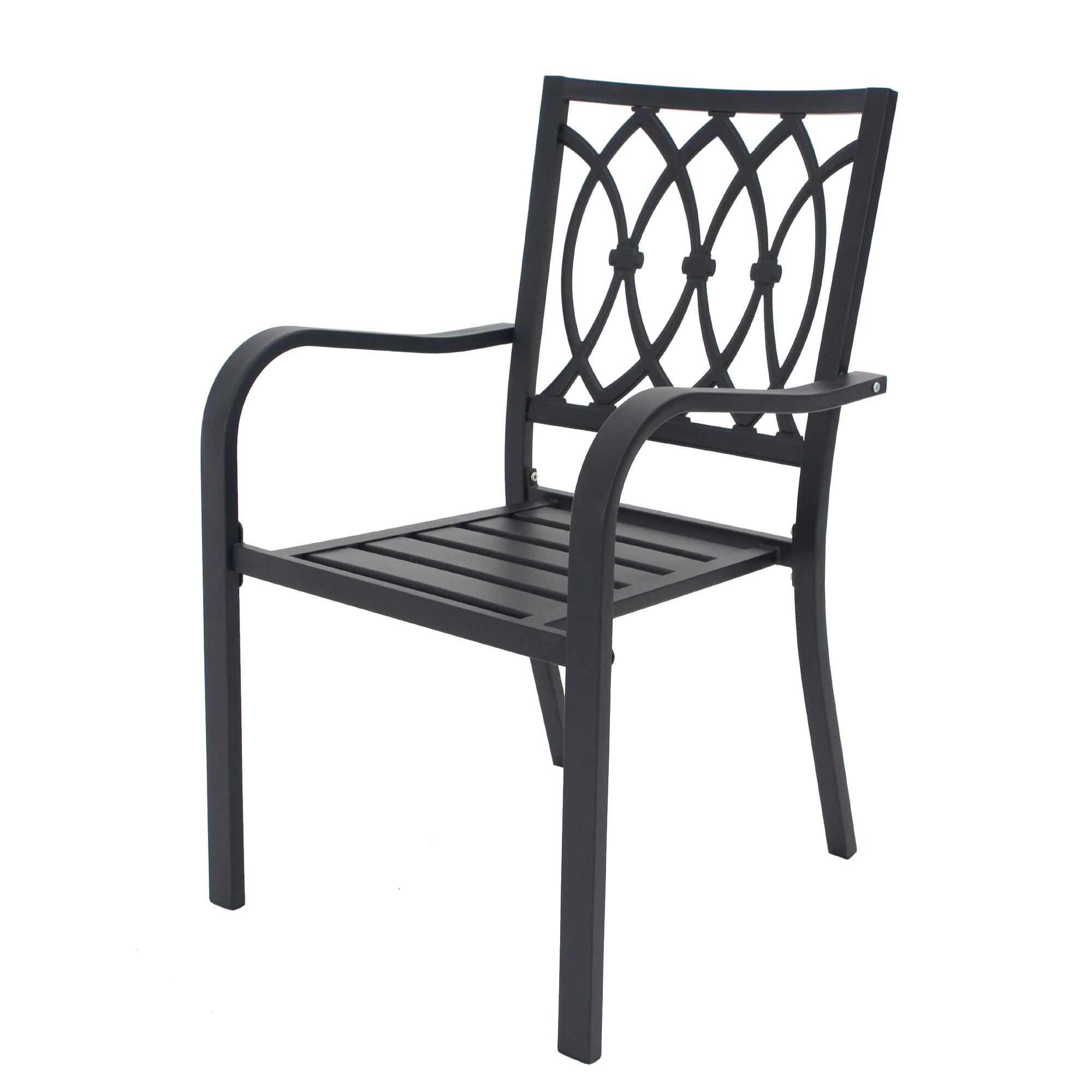 2Pcs Chair, Heavy-Duty Metal Chair 350LB Capacity, Ergonomic Breathable Patio Chair, 30 Min Assembly, All-Weather Metal Frame for Indoor Outdoor Use, Picnic, BBQ, Party & Camping