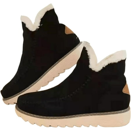 FDSKWKY Trending Winter Boots For Women 2024 Snow Ankle Booties Slip On Comfortable Fuzzy Fashion Casual Loafers Shoes