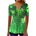 thumbnail image 2 of Inverlee Happy St Patrick's Day Tshirts Womens Green Four Leaf Clover Print T Shirts Oversized Short Sleeve Shirts Blouses Irish Clothes V Neck Party T-shirt Tops, 2 of 5
