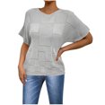thumbnail image 1 of Blusas de Encaje de Manga Corta con Capucha de Cuello Redondo, 95% Poliéster 5% Spandex Camiseta Superior, 1 of 6