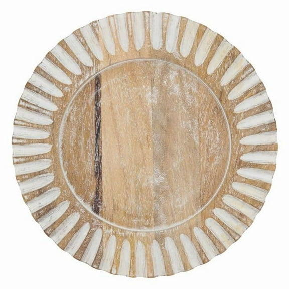 Saro Lifestyle Wooden Charger Plates With Ribbed Design (Set of 4)