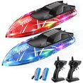 thumbnail image 1 of TOLLCY Remote Control Boat for Kids, 2Pack RC Boats with LED Lights for Pools Lakes River & Bathtub, 2.4Ghz Control, Whole Body Waterproof, 2 Rechargeable Batteries S, 1 of 6