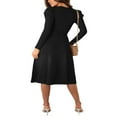 thumbnail image 3 of Robe Midi en Tricot à Manches Longues pour Femmes, Couleur Unie, Ceinturée avec Lien, Robe Chandail en Tricot, Robes Midi Trapèze, 3 of 7