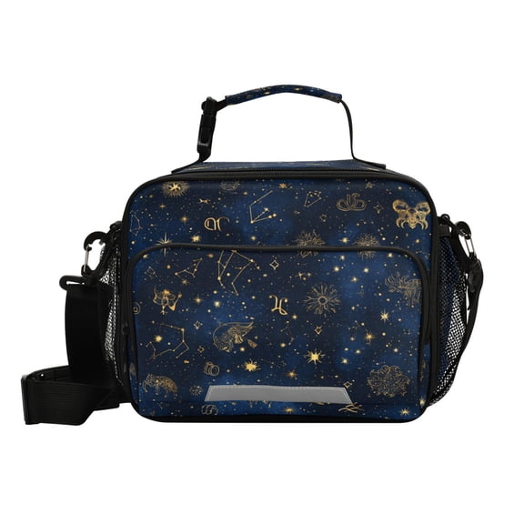 Insulated Lunch Bag 6L Leak-Proof Lunch Box with Shoulder Strap Multiple Pockets Lunch Tote Twinkling Stars and Constellations