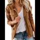 thumbnail image 2 of Chaqueta Utilitaria de Otoño para Mujer: Cuello Alto, Color Liso, Corte Holgado, de Cremallera y Múltiples Bolsillos Marrón XXL, 2 of 8