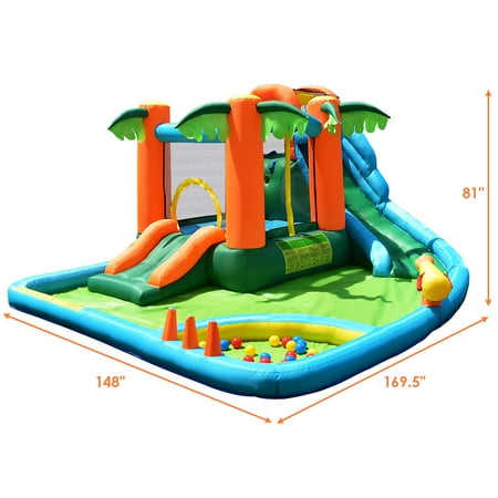 costway inflatable moonwalk slide bounce house with storage bag