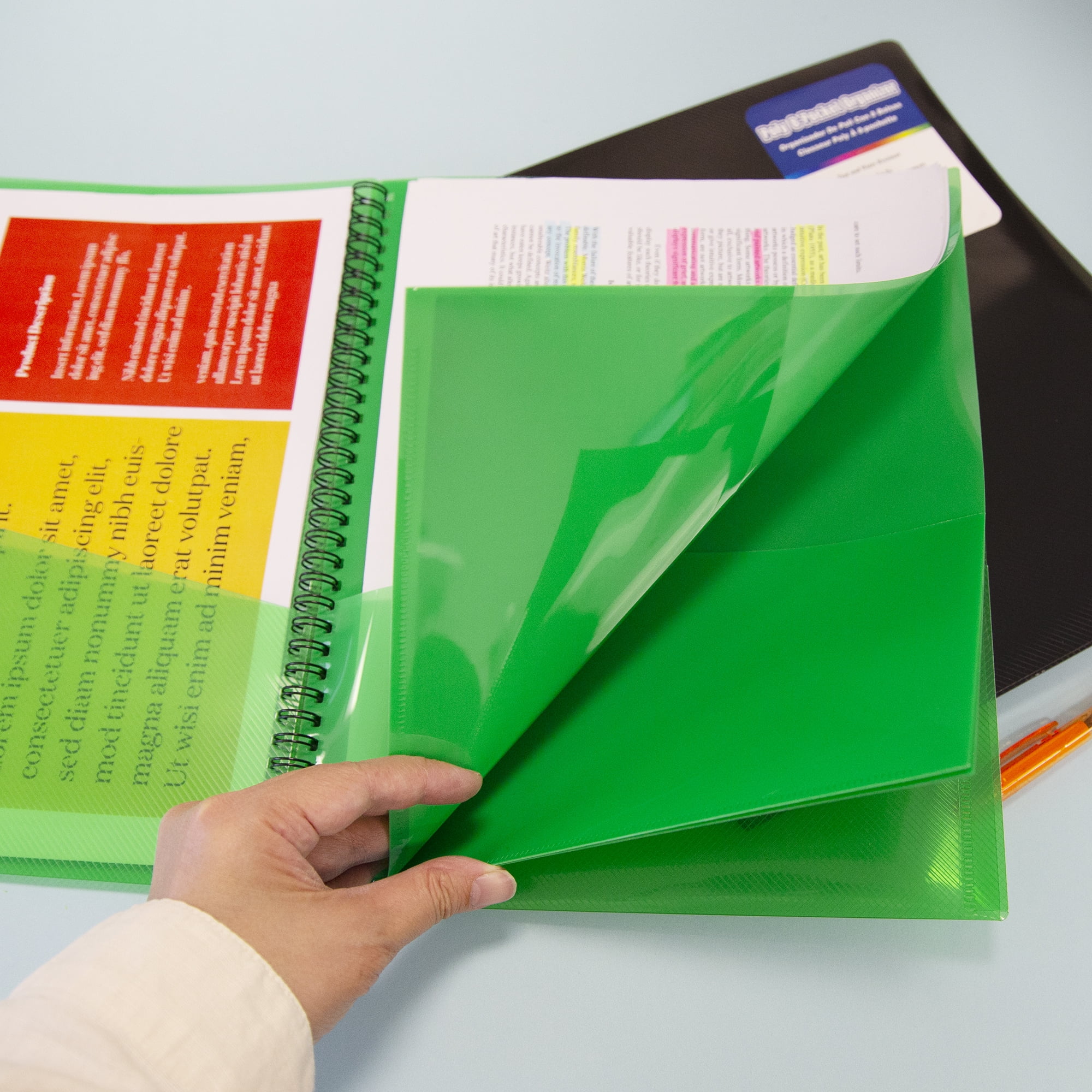 BAZIC 8 Pockets Poly Folder Portfolio Document Folders, 6-Pack