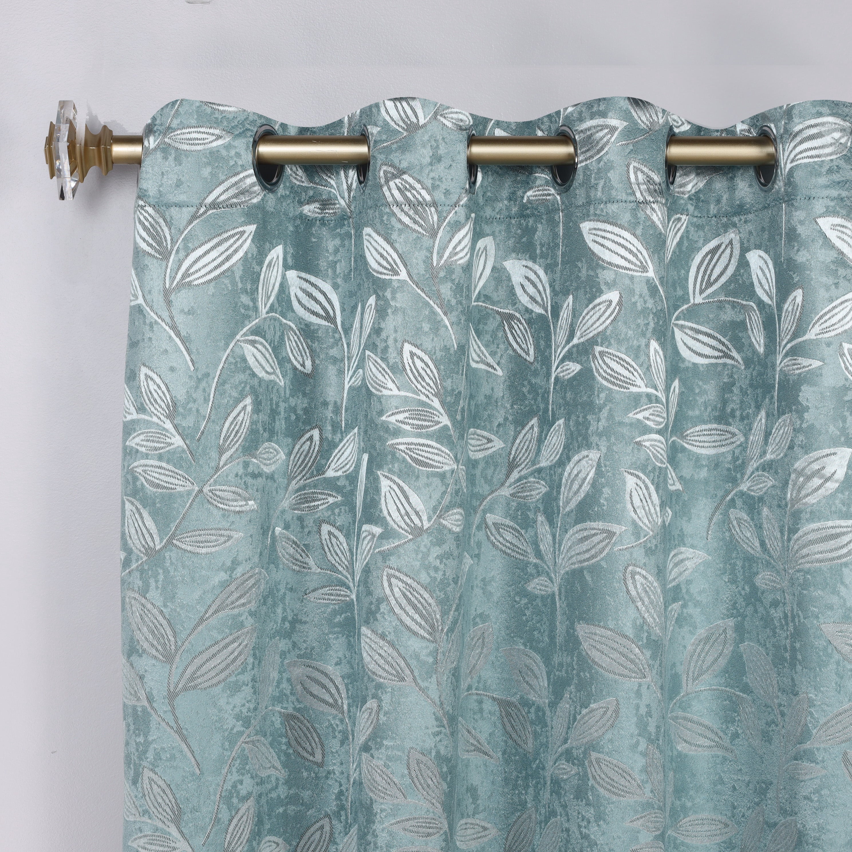 Superior Blackout Leaves Curtains Set of 2, Light Filtering Grommet Curtain Panel Set, Green Lily, 46"W x 63"L