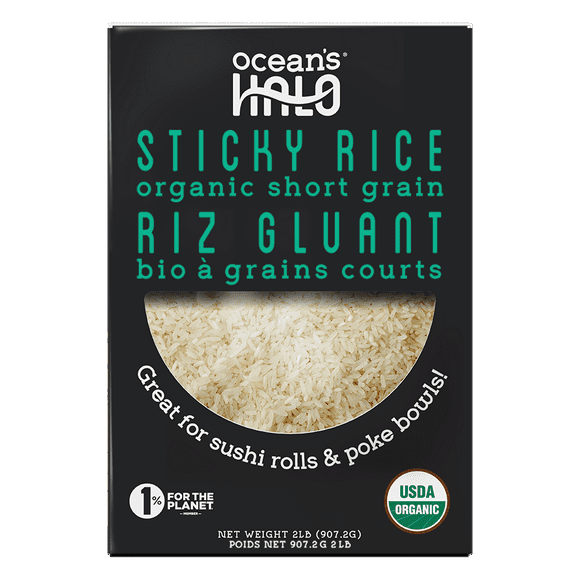 Ocean's Halo riz gluant, bio à grains courts, 907.2g ORGANIC STICKY RICE - FRENCH