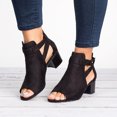 thumbnail image 2 of Womens Clearance under $10 Black and Friday Deals 2023 asdoklhq Wedge Sandals for Women,Women's Plus Size Suede Chunky Heel Buckle Sandals Round Head Fish Mouth Shose, 2 of 9