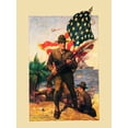 thumbnail image 2 of Vintage Apple Collection 12x14 Gold Ornate Wood Framed with Double Matting Museum Art Print Titled - Mural Flag Marines, 2 of 4