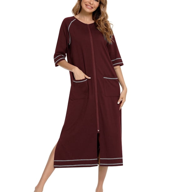 Camisón De Media Manga, Camisón De Mujer Embarazada Bolsillo Cuello Redondo Suelto Elegante Suave Para El Hogar Hotel Para La Vida Diaria ANGGREK EC1711