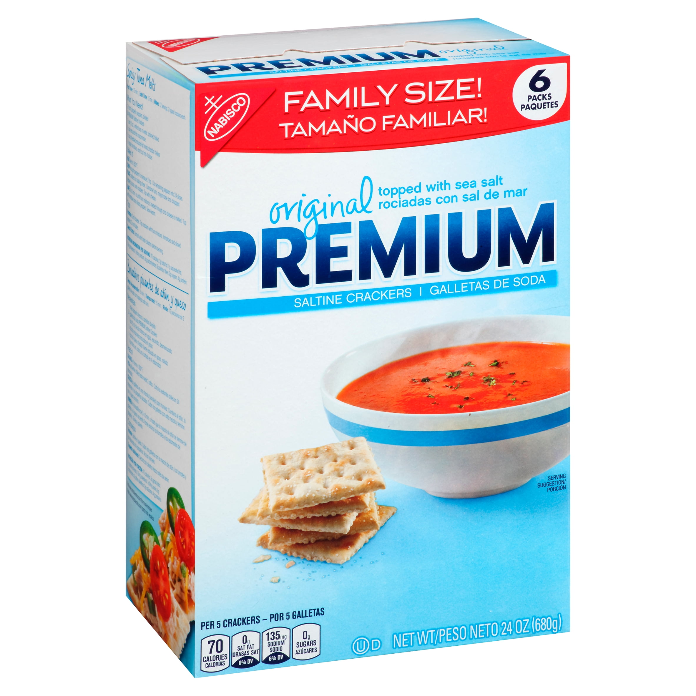 Photo 1 of 3 pack Premium Original Saltine Crackers, Family Size, 24 oz// best by 10/20/2021
