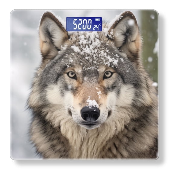 Bathroom Scale, Highly Accurate Digital Body Scale,Precisely Measures Weight up to 400 lbs-The Wolf Has Snow On Its Head And Face