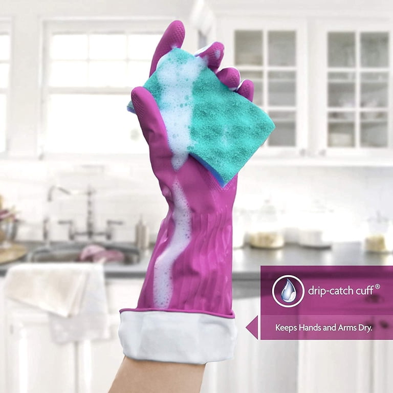 Playtex Reusable Rubber Cleaning Gloves, Small, 3 Pairs, Drip