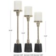 thumbnail image 3 of DecMode 3 Candle Silver Aluminum Metal Slim Candle Holder with Black Marble Base, Set of 3, 3 of 10
