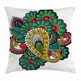 thumbnail image 1 of Henna Throw Pillow Cushion Cover, Vivid Colored Floral Arrangement in Abstract Fashion Flowers Petals Swirls Curves, Decorative Square Accent Pillow Case, 16 X 16 Inches, Multicolor, by Ambesonne, 1 of 2
