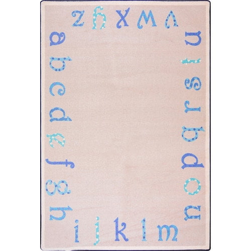 Joy Carpets Kid Essentials ABC's Beige/Blue Polka Dot Area Rug