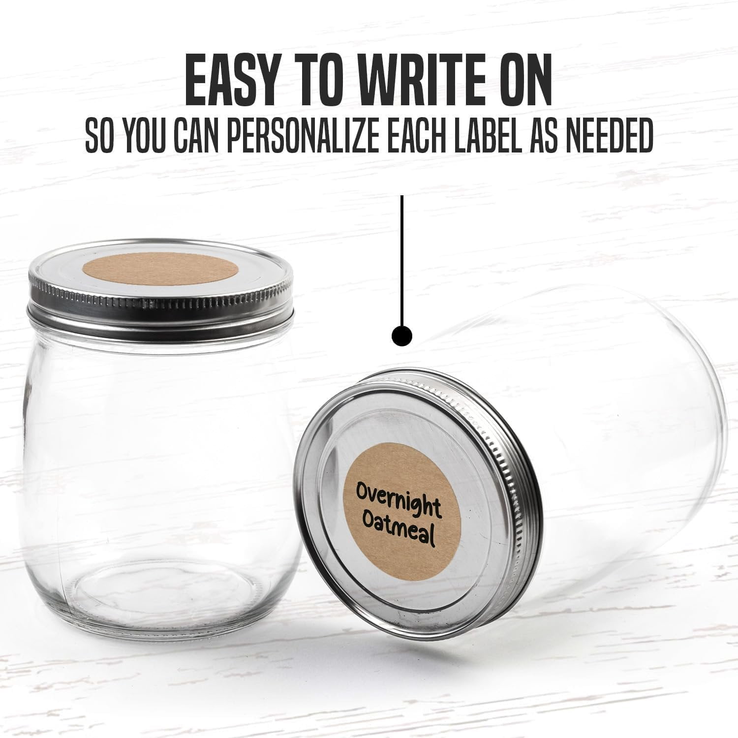 MESS Dissolvable Canning Labels for Jars  200 Kraft Mason Jar Labels 1.5In.