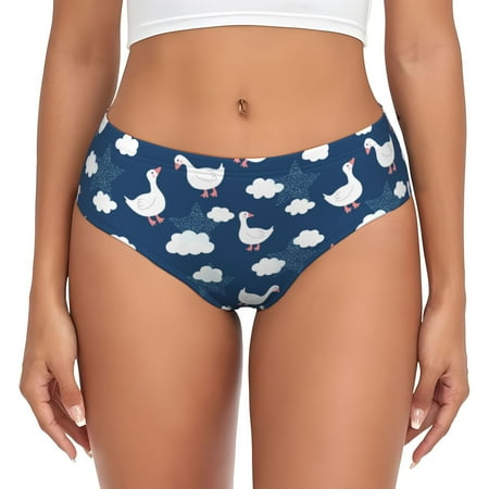 Womens Underwear - Cute Goose On Blue Sky No Show Seamless Underwear for Women  Soft Stretch Womens Panties  Hipster Ladies Panties Bikini Underwear Briefs