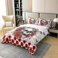 thumbnail image 2 of 100% Cotton Sunflowers Skull Duvet Cover Queen Size Romantic Red Rose Vintage Flowers Bedding Set Teens Adults Wild Butterfly Gothic Style Comforter Cover,2 Pillowcases,No Comforter, 2 of 6