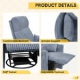 thumbnail image 3 of Furmax 360° Swivel Recliner Power Massage Rocker Chair Adult Glider Rocker with 2 Comfy Pillows for Nursery,Corduroy Gray, 3 of 7