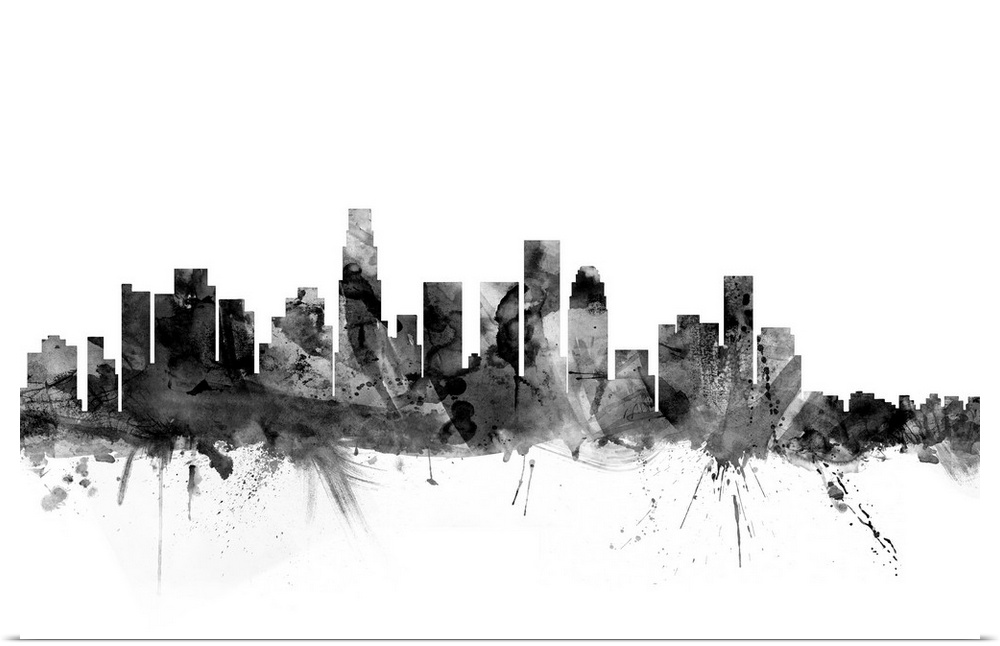 Great BIG Canvas "Los Angeles California Skyline" Art Print 48x32