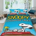 thumbnail image 2 of Snoopy Conjunto de sábanas temático, trío de piezas, cómodo y amigable con la piel, diseño único, regalo de decoración para el hogar para familiares, amigos y fans,135X200cm, 2 of 6