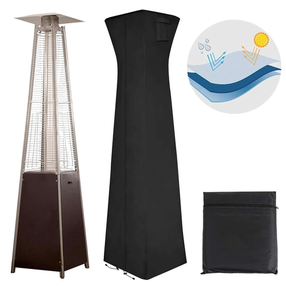 Deago Pyramid Torch Patio Heater Cover with Zipper and Storage Bag, Waterproof Outdoor Heater Cover Dustproof, UV-Resisant, Wind-Resistant, 23x23x90 Inch, Black