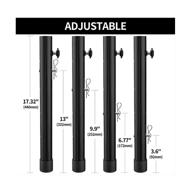 Rallonges de Pieds de Table pour Tables Pliantes Pieds Droits/pliés, Extensions de Pieds, Hauteurs Réglables Rehausseurs - 4 Pcs