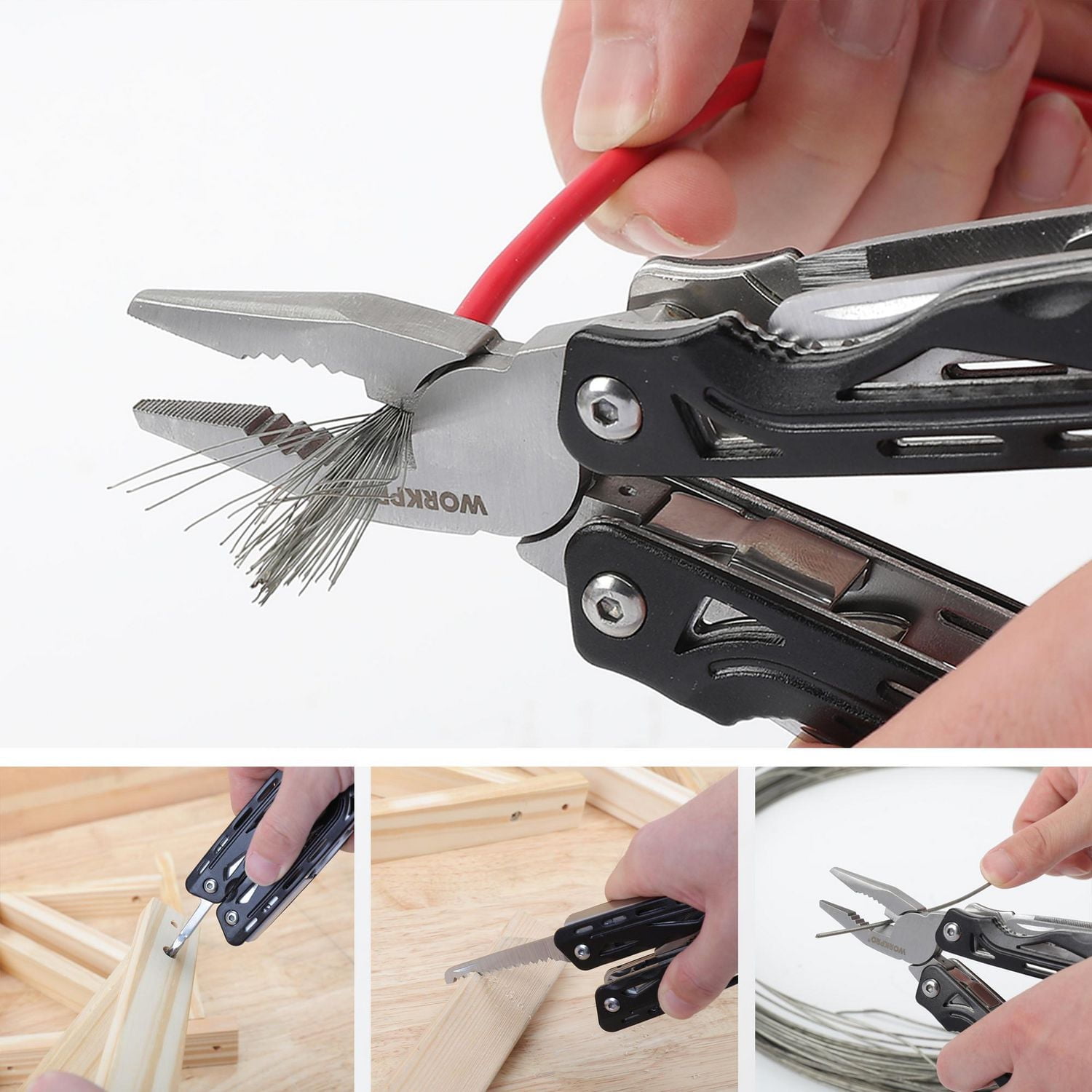 WorkPro 12-IN-1 Multi Tool,Aluminum handle, Pouch included