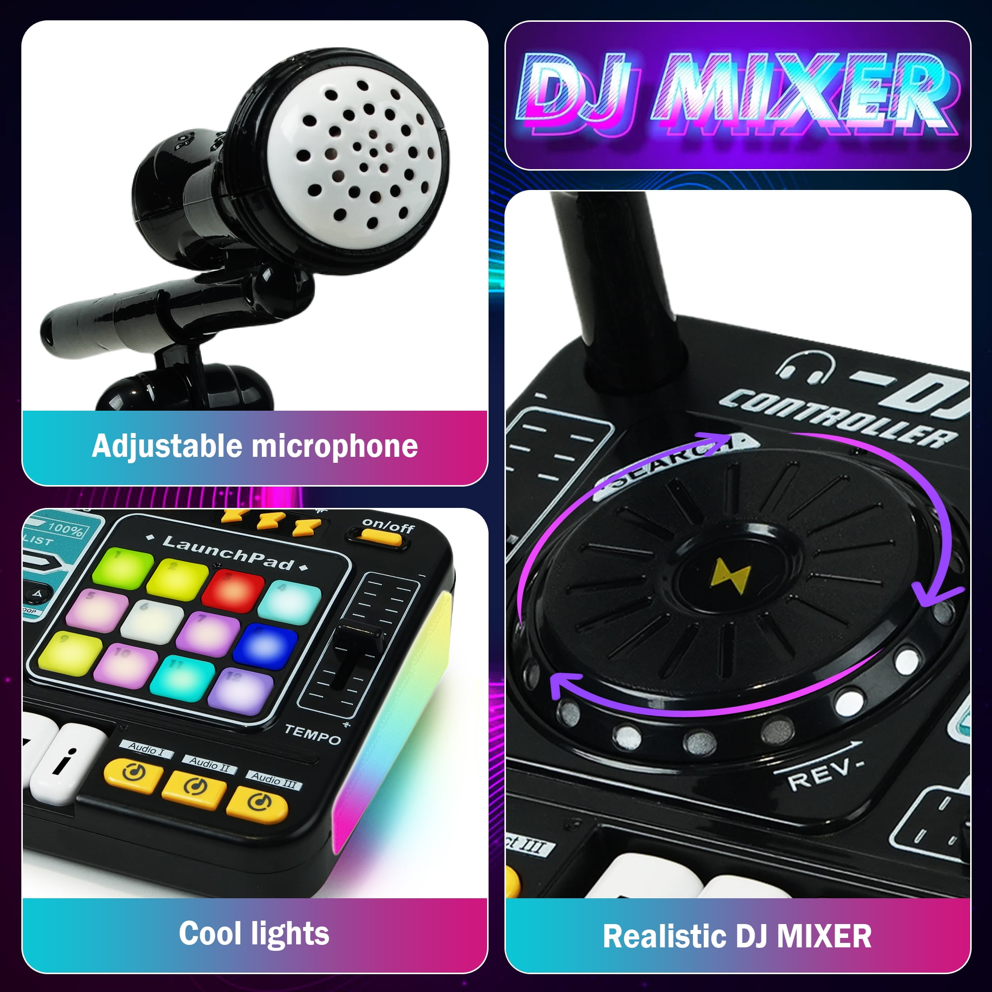 DJ Klock KAGAMI DJ Tuttle 非売品MIXCD JBeeCtrl DJ Mixer for Kids with Microphone, Piano&BT Light