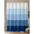 thumbnail image 4 of Fsddascl Blue Ombre Shower Curtain Set - Extra Long 72" x 96" Bathtub Curtain with 12 Hooks, Modern Abstract Art Farmhouse Striped Waterproof Fabric Stall Shower Curtains for Bathroom/Bathtub, 4 of 6