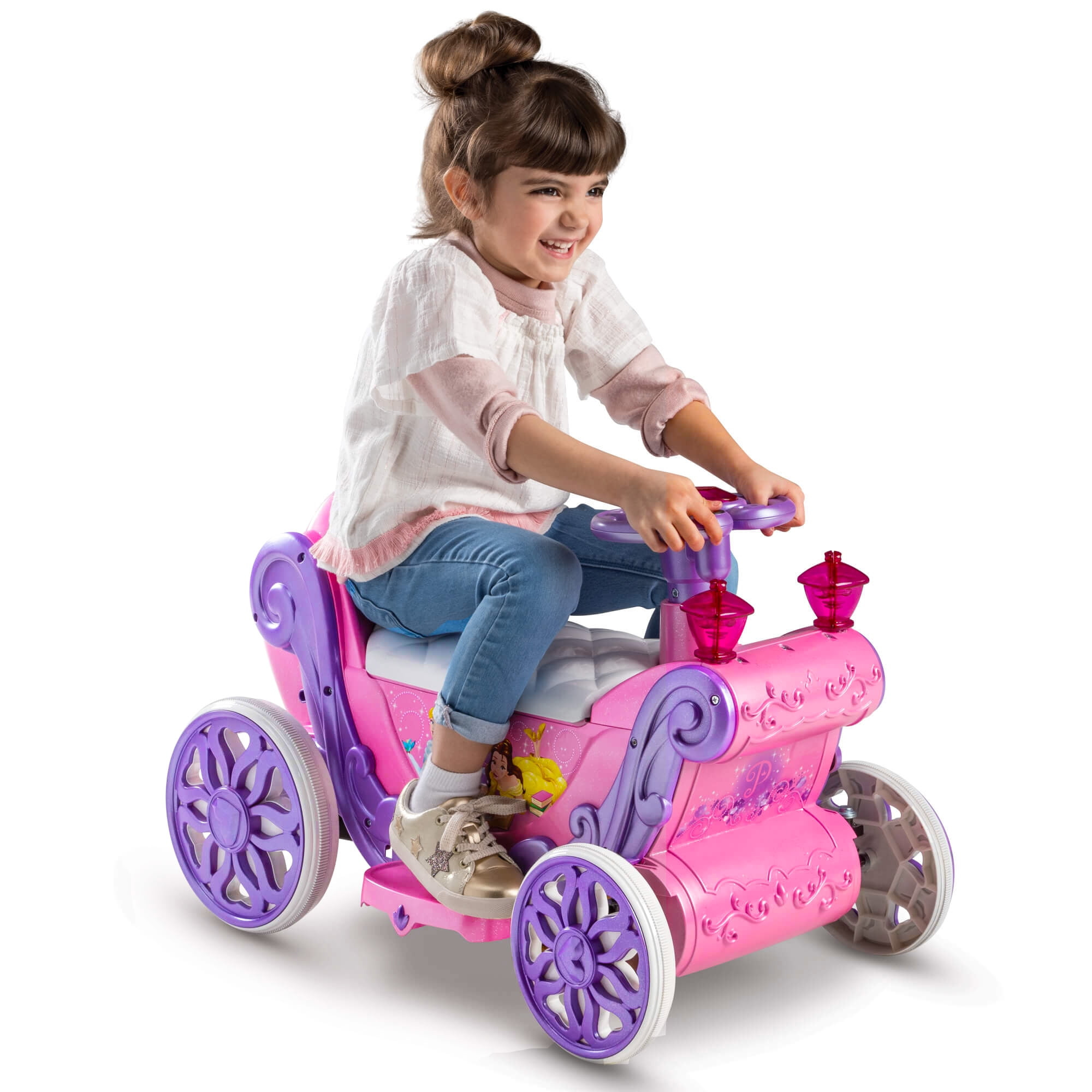 Battery Powered Car Kids Ride On Toy 6V Electric Quad Disney Princess Vehicle