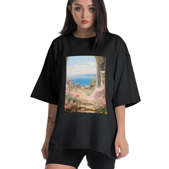 Plus Size Shirt for Women Black Tops for Women Short Sleeves Shirt for Women Cat 003 T Shirt Crewneck Shirt for Women XS