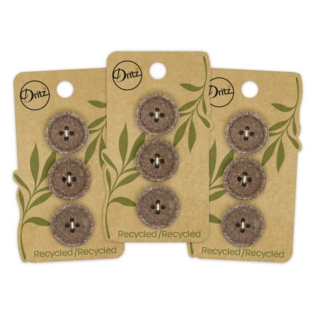 UPC: 0072879308372 | Dritz Recycled Cotton Round Stitch Button 20Mm Dark Brown 3 Pack (9 Count)