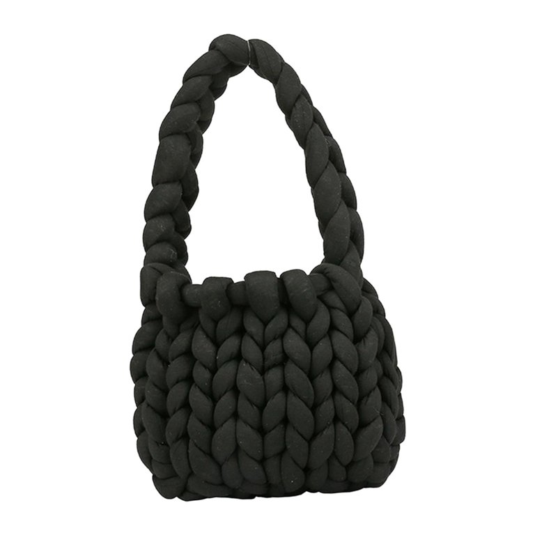 Chunky Yarn Women Handbags Durable Lightweight Casual Soft Thick Rope Woven  Polyester Arm Knitting for Cushion Crocheting DIY Tote Making black 