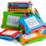16pc Mini Magnetic Drawing Board, 4-Colors Travel Size Erasable Doodle Magna Board Toy, Small Writing Painting Sketching Pad, Educational Learning and Classroom Prizes for Toddler Boy Girl Kids Child