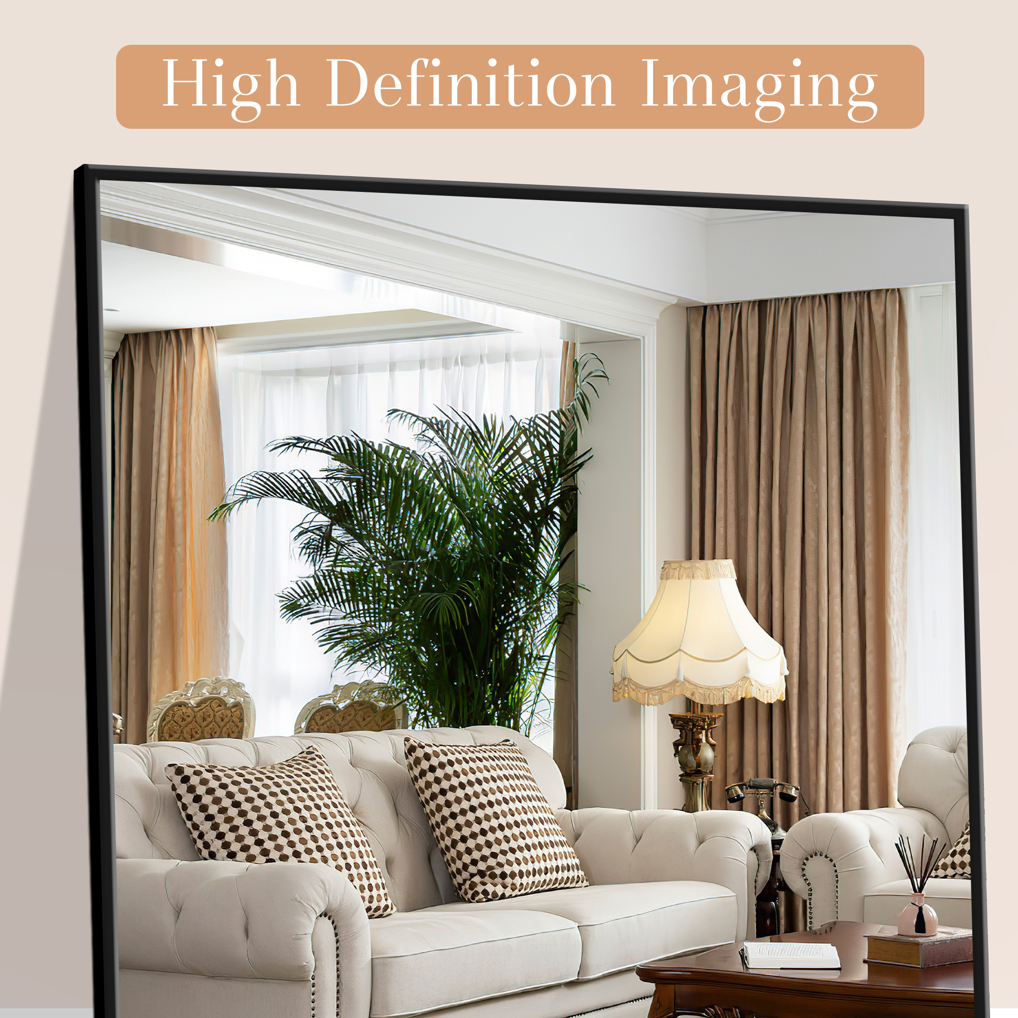 MAYEERTY Freestanding Full Length Mirror with Stand, Aluminum Alloy Floor Mirror Wall Mounted for Bedroom Living Room, 58x18in, Black
