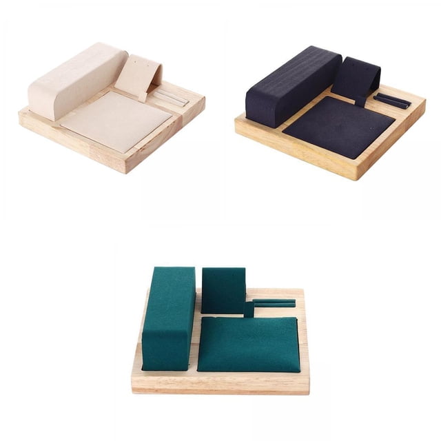 3x Conjunto De Joyería De Terciopelo De Madera Soporte De Exhibición Collar Pendientes Titular jinwen organizador de joyas