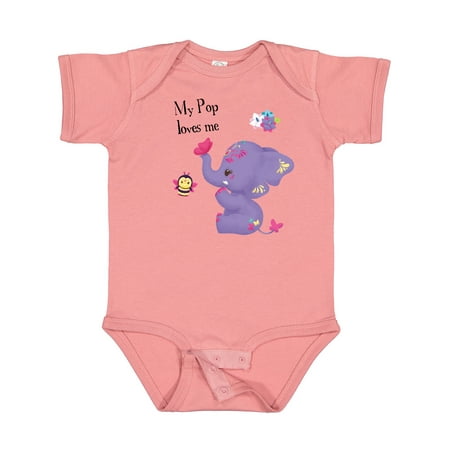 

Inktastic Pop Loves Me Purple Elephant Cute Gift Baby Boy or Baby Girl Bodysuit