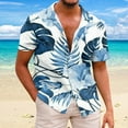 thumbnail image 2 of YLSDY Deals Men's Casual Button Down Shirts Short Sleeve Regular Fit Fashion Camp Beach Shirts Tops Summer Vacation Floral Casual Lapel Shirts Blue 6, 2 of 5