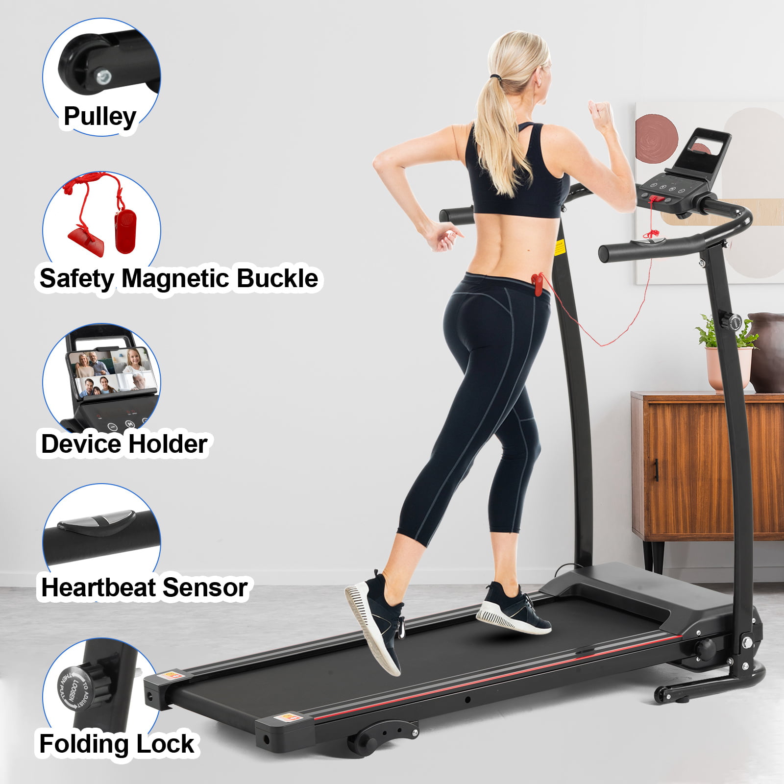 Folding Manual Mini Treadmill Walking Running Jogging Machine Exercise Fitness 