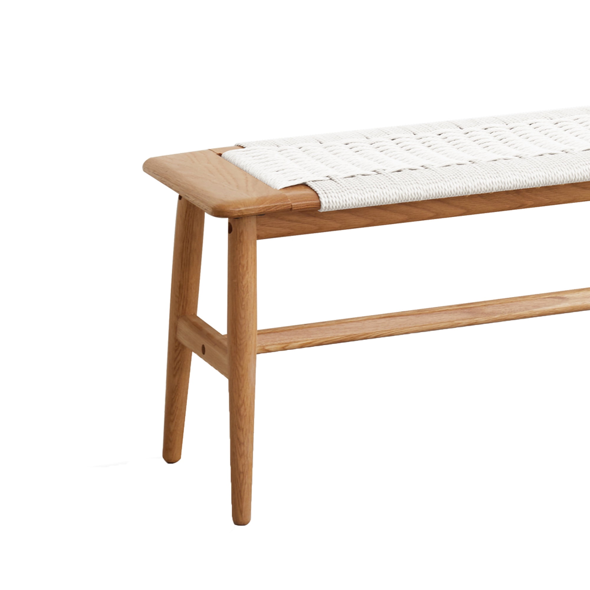 PORKISS Indoor Bench, End of Bed Bench, Wood Dining Bench, Entryway Bench with Solid Wood Legs for Bedroom, Kitchen & Living Room, Oak+White