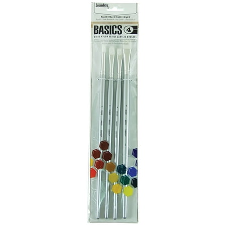 BASICS Paint Brush 4-Pack, Long-Handle, Long-handled, white nylon brushes are durable, easy to clean, and hold ample amounts of color By (Best Way To Clean Paint Brushes)