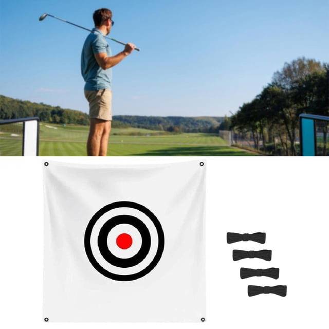 DYNWAVECA Golf Hitting Net Golf Target Cloth Versatile with Rope Swing Aiming Exercise Training Aid Practice for Garden Indoor Outdoor